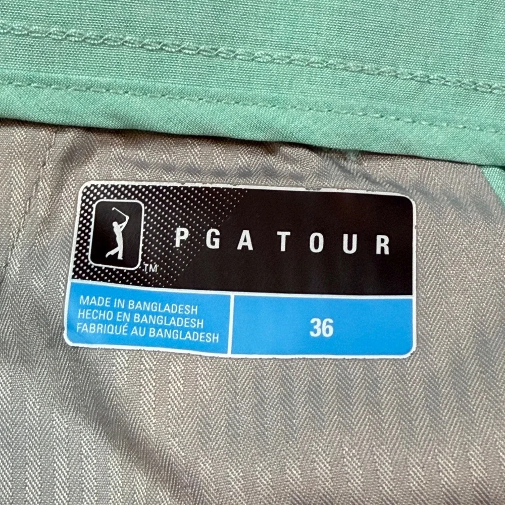 PGA Tour Golf Shorts Men 36 Mint Green Stretch Performance Flat Front Athleisure
